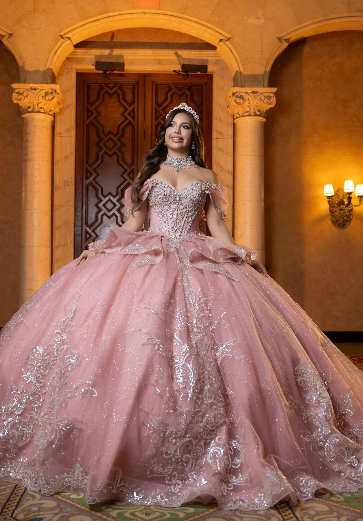Dress Brooklyn Quinceañera Dress, color Pink/Silver