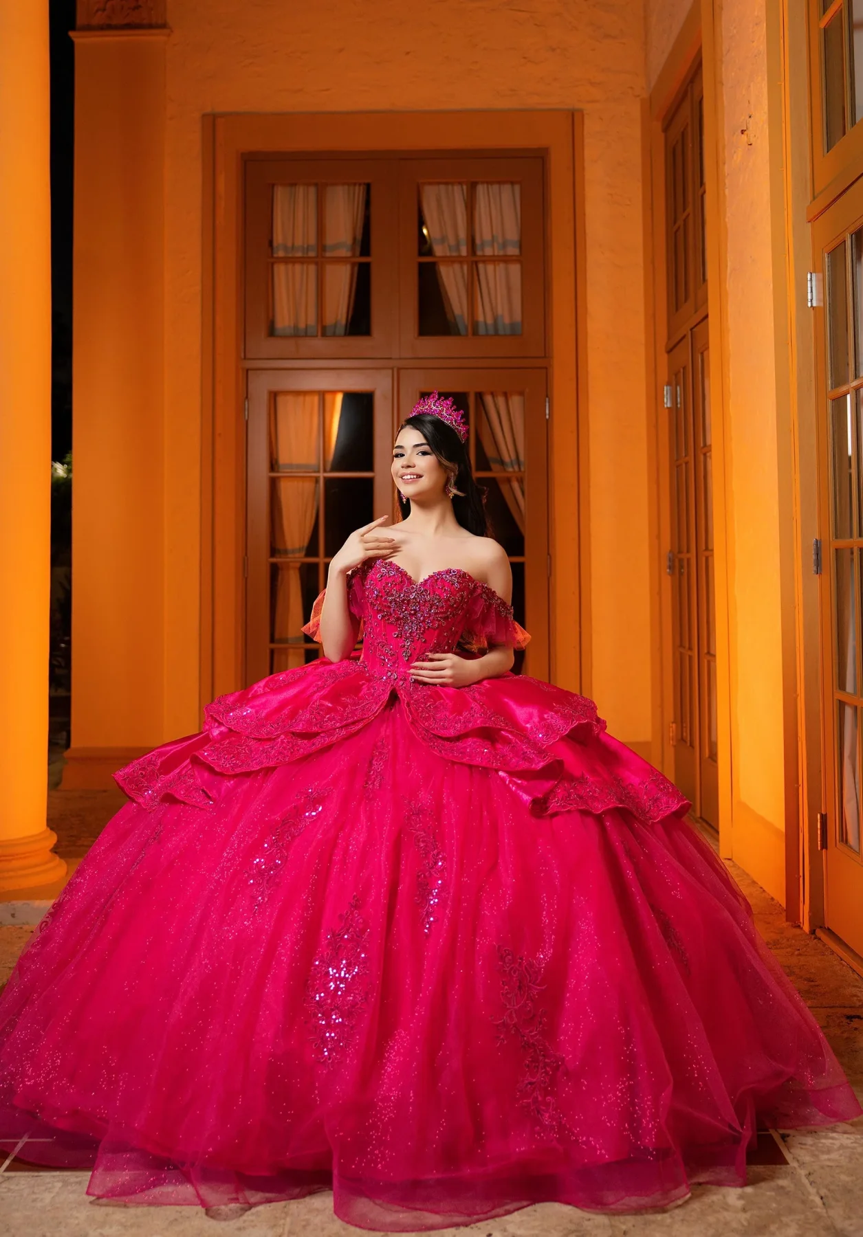 Dress Clarissa Quinceañera Dress, color Hot Pink
