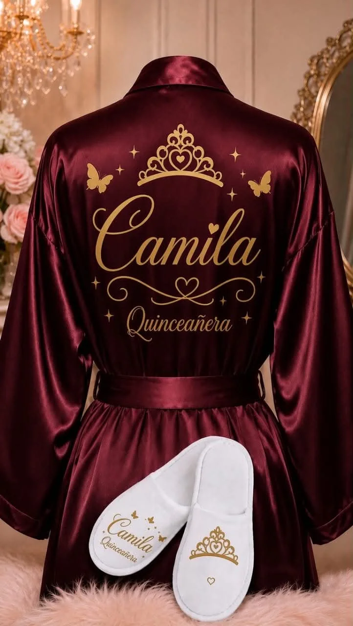 Accessory Quinceañera Robe and Slipper All Colors  Set Quinceanera Gift
