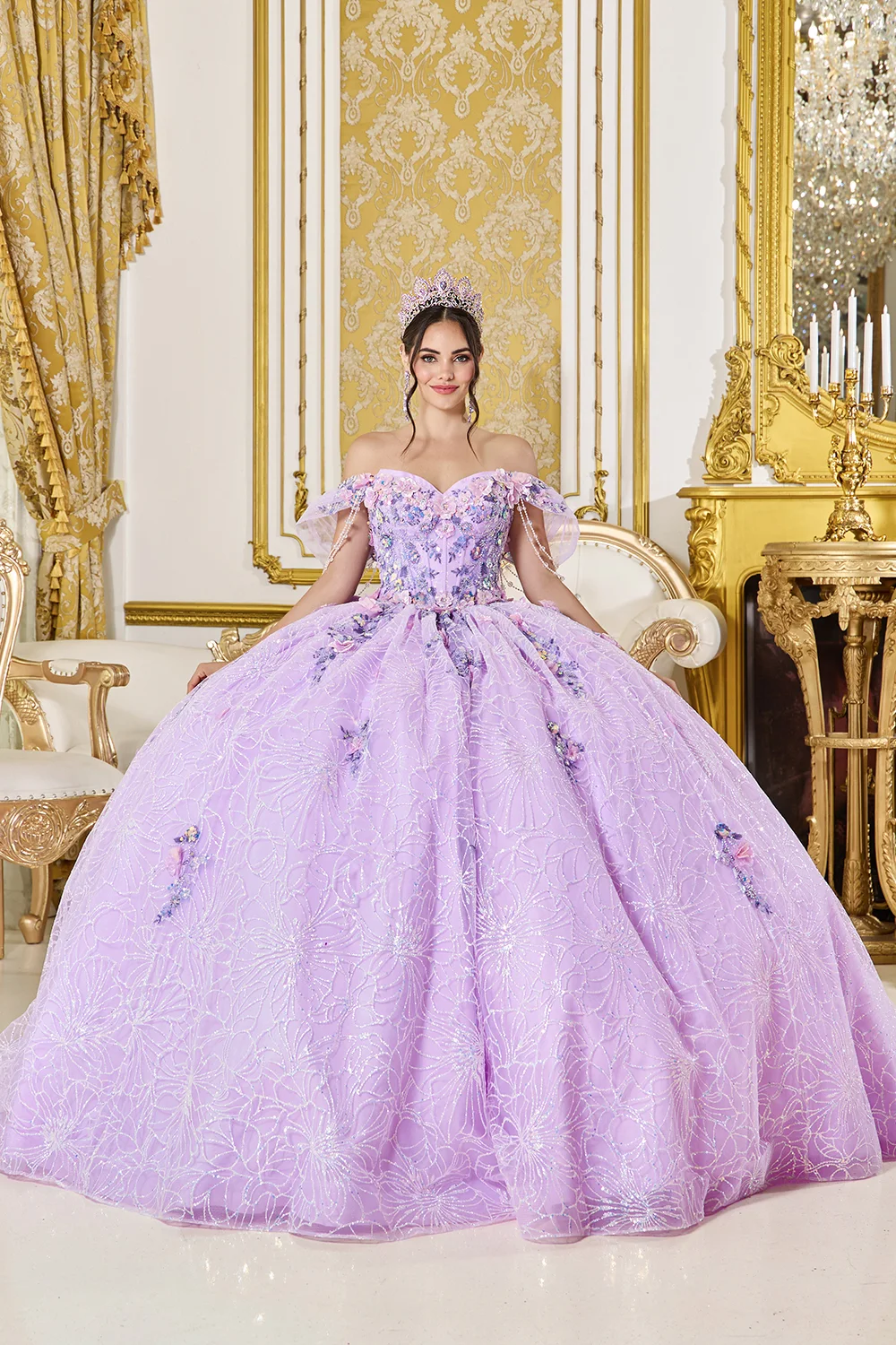 Dress Embroidered floral  Quinceañera Dress