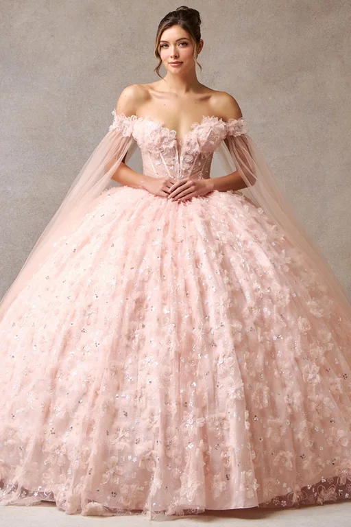 Dress Off Shoulder Cape Quinceañera Dress